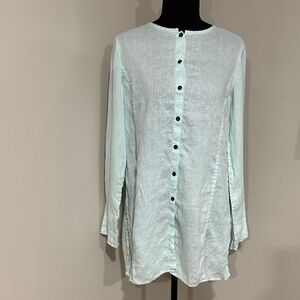 *SAKS FIFTH AVENUE* Light Mint Threads Button-Down Linen Dress Size Small